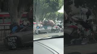 Homeless man, living in his car in Los Angeles