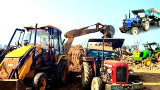 Jcb 3Dx Backhoe Machine Load Mud in Trolley Massey and Eicher Tractor । Mahindra and John Deere