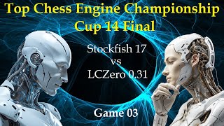 Stockfish 17 vs LC Zero 0.31 | TCEC Cup 14 Final  |  Game 03