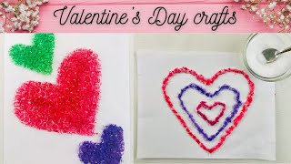 2 Easy Valentine's Day crafts for kids💖| Bubble wrap Hearts 💜 & Heart salt painting♥️