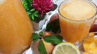 عصير الخوخ 🍑 بالحامض 🍋 منعش ولذيذ اقتصادي وطبيعي يستحق التجربة 😋🧡🧡