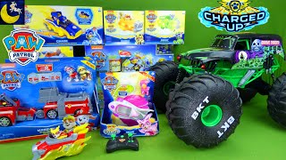 LOTS of Paw Patrol Mighty Pups Charged Up Toys & Monster Jam Mega Grave Digger RC Monster Trucks Toy