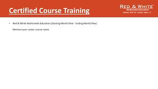 Certified Course Training