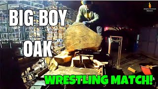 BIG BOY OAK VS HOMEMADE WOODSPLITTER! #FIREWOOD