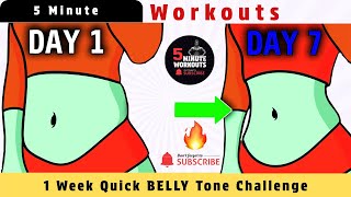 1 WEEK QUICK BELLY TONE CHALLENGE By 5 Minute Workouts