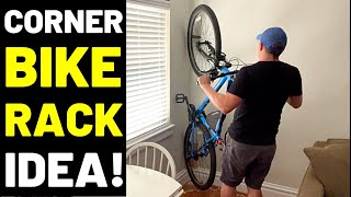 This CORNER BIKE RACK Idea Works Great For Small apartments! (Simple Wall-mounted Bike Hook/Rack!)