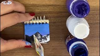 easy snowy mountains acrylic painting for beginners | mini painting