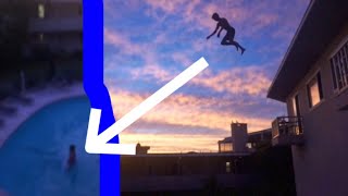 ** TERRIFYING ROOF JUMP TO LITTLE POOL ** (50 FEET)