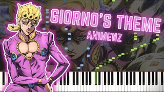 [Animenz] Giorno's Theme (il vento d'oro) - JoJo's Bizarre Adventure Piano Tutorial || Synthesia