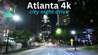 City Downtown Night Drive - ATLANTA, GA, USA | Nature Sounds for Sleep and Study