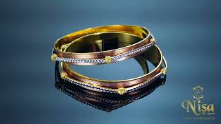 BEAUTIFUL PAIR OF GOLD LOOK 2 PIES SET NISA HIGH GOLD BANGLES ROSE GOLD FOR WOMEN 12-MONTH GUARANTY