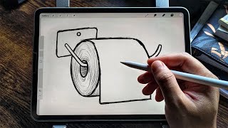 How to draw toilet/tissue paper roll on a holder - Easy Drawing Tutorial