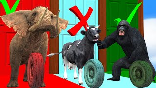 Wild Animals Wrong Door Challenge Game Cow Mammoth Elephant Lion Buffalo Dinosaur Bull Tiger