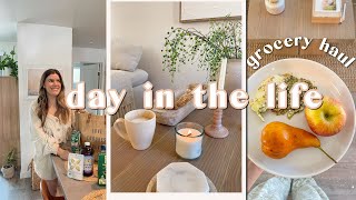 Day in the Life | huge healthy grocery haul, what I eat, + workout with me!