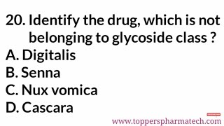 Pharmacognosy MCQ - 1 || #PharmacistExamQuestionPaper | DCO Exam | GPAT Exam | NIPER Exam