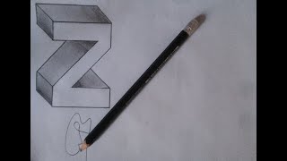 How to Draw the Letter Z in 3D Drawing with pencil