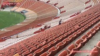 Drone view of LA Coliseum Fireworks Setup and Finale - 2016