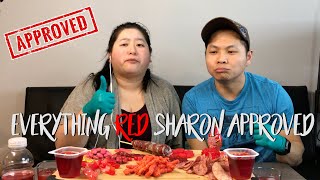 ASMR 먹방 ALL RED FOOD (EATING SOUNDS) * ROCK CANDY, GUMMIES, FLAMING HOT CHEETOS, KETCHUP CHIPS, M&Ms