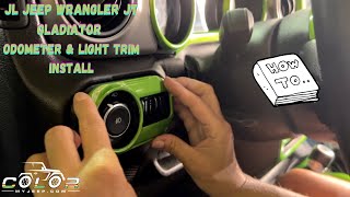 Odometer Set Headlight Switch Accent Trim Install JL, JLU,  Jeep Wrangler, JT Gladiator