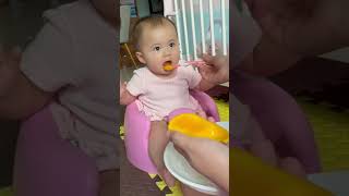 My 8mO baby she really like mango 🥭 😋