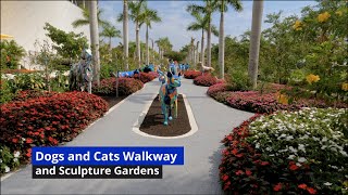 Downtown MIAMI. Walkway and Sculpture Garden. (Part III) (4K 60 fps)