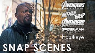 Snap scenes | Infinity War, Ant-Man and the Wasp, Endgame, Spider-Man and Hawkeye