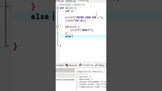 Adult or Not adult if else program in C language || #shorts #programming #coding