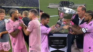 Leo Messi gives Captain's Armband to Yedlin (Ex- Inter Miami Captain) & asks him to lift the trophy