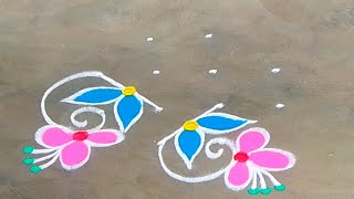 4x2 dots simple rangoli designs|daily rangoli|simple rangoli|beginners rangoli|Friday muggulu