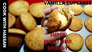 Perfect Vanilla Cupcakes/How to make moist vanilla cupcakes/ Classic cupcakes/ Cook With Hassan