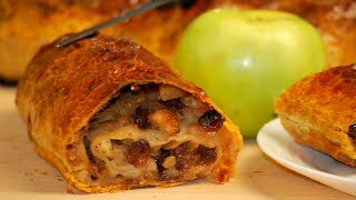 Штрудель с яблоками, как приготовить вытяжное тесто - легко и просто! Apple strudel.