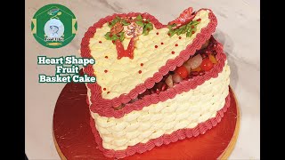 ❤Heart Shaped Fruit Basket Cake/Valentines Day Cake idea #food4hjobymomc