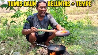 MASAK TUMIS DAUN BELUNTAS DAN TEMPE..