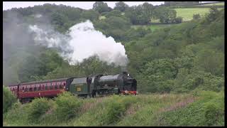 SR Schools Class No 926 'Repton' tnt with LNER Class J27 No 65894 passing Esk Valley [NYMR]