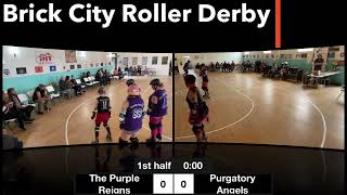 Brick City Roller Derby, 4-20-2024.  The Purple Reigns vs Purgatory Angels.