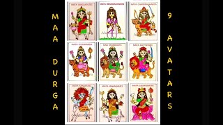 Navratri drawing | Nine forms of maa Durga | Durga maa nav roop #navdurga  #viral#navratri #viralart