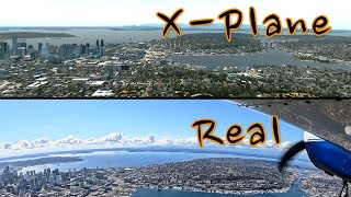 Real vs X-Plane with Orbx HD (Over Downtown Seattle)