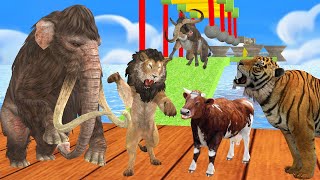 Wild Animals Jump Over Obstacles Game Mammoth Elephant Cow Lion Tiger Bull Obstacle Animal Games