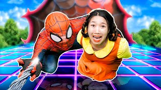 My New Friend Is Spiderman! Baby Dolls Squid Game Train To Become A Superhero!