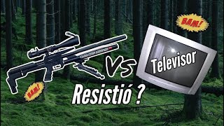 Fabulosa prueba en cámara lenta carabina de aire vs televisor