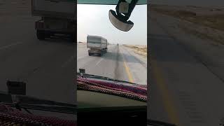 Trailer Truck Overtake in the fast lane.