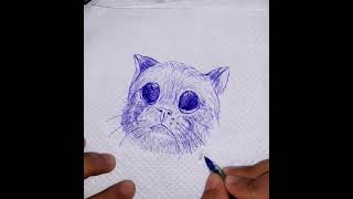 Dibujando GATO en una servilleta con un bolígrafo |Drawing CAT on a napkin with a pen | #Shorts