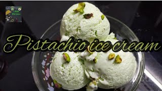 Pistachio ice cream.... Without condensed milk and egg....