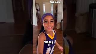 Angel Reese gets emotional as little girl emulates her LSU Championship winning swagger#angelreese🏀