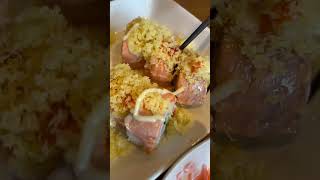 Snow on the beach - Salmon sushi 🤤🤤 #shorts #youtubeshorts #sushi #food #foodie #eating #fun