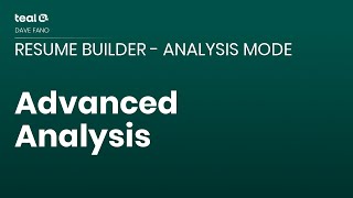 Advanced Analysis - Resume Builder - Analysis Mode