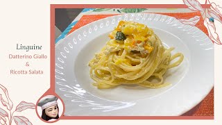 Linguine con  Datterini Gialli e Ricotta Salata - RICETTA SEMPLICE E DELIZIOSA - POCHI INGREDIENTI