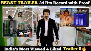 Official : BEAST Trailer 24 hrs Record with Proof | India's Most Viewed & Liked Trailer 🔥 | Vijay