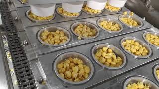 Bucket filling and sealing machine for puffed food popcorn