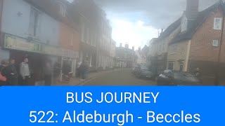 🇬🇧 BUS JOURNEY (TIMELAPSE) | BorderBus 522: Aldeburgh ➔ Beccles